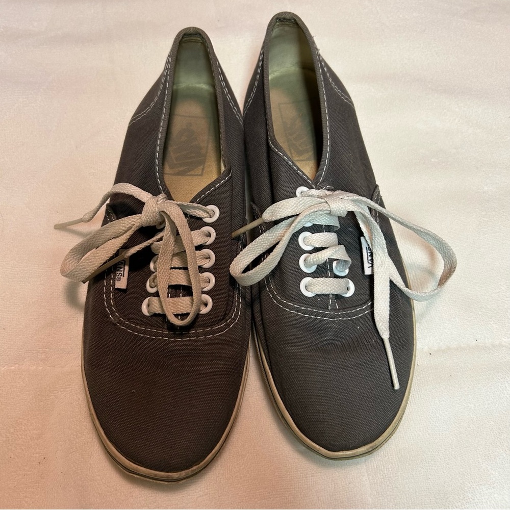 Vans Women's Gray and White Canvas Sneakers